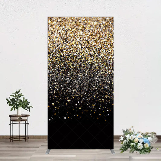 Lofaris Elegant Black Gold Glitter Birthday Rectangle Backdrop