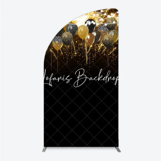 Lofaris Elegant Black Gold Silver Glitter Balloons Half Moon Arch Backdrop Fireworks Celebration Party Decor