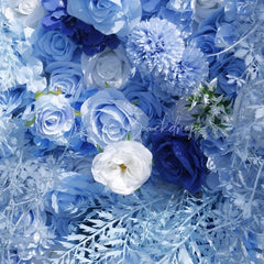 Lofaris Elegant Blue and White Rose Artificial Flower Wall Romantic Floral Backdrop for Wedding Event Decor