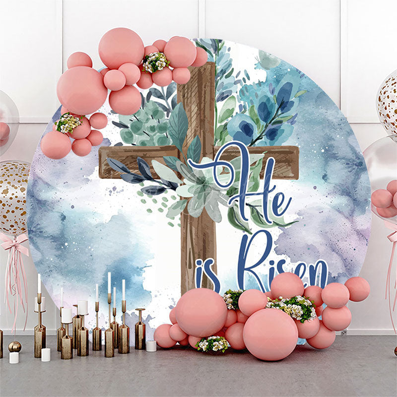 Lofaris Elegant Blue Purple Cross Leaf Round Easter Backdrop