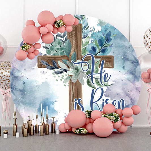 Lofaris Elegant Blue Purple Cross Leaf Round Easter Backdrop