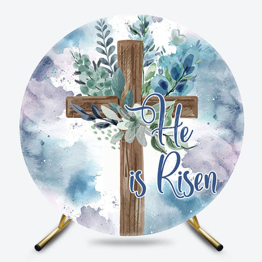 Lofaris Elegant Blue Purple Cross Leaf Round Easter Backdrop