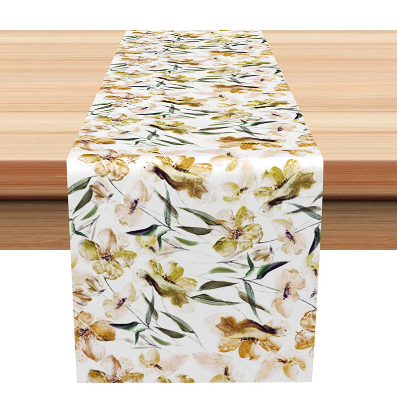 Lofaris Elegant Boho Autumn Floral Table Runner Fresh Fall Leaves and Flowers Rustic Thanksgiving or Wedding Decor