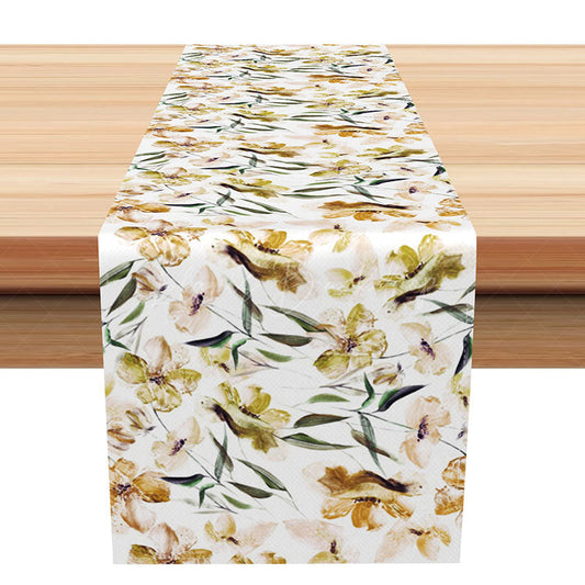 Lofaris Elegant Boho Autumn Floral Table Runner Fresh Fall Leaves and Flowers Rustic Thanksgiving or Wedding Decor