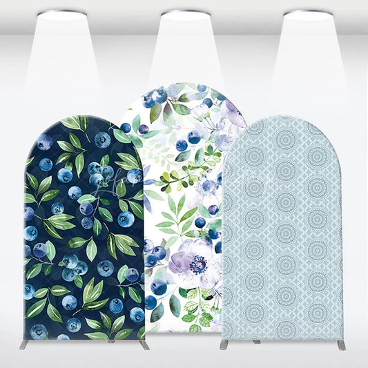 Lofaris Elegant Botanical Blueberry and Floral Arch Backdrop Kit Nature Inspired Party Decor Photo Booth Prop