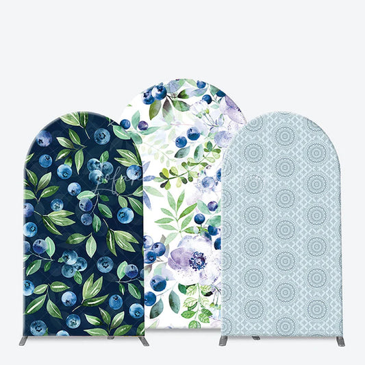 Lofaris Elegant Botanical Blueberry and Floral Arch Backdrop Kit Nature Inspired Party Decor Photo Booth Prop
