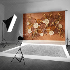 Lofaris Elegant Bronze and Gold Embossed Botanical Photography Backdrop Autumn Harvest Theme for Fall Decor