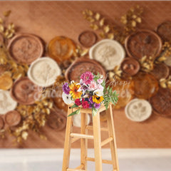 Lofaris Elegant Bronze and Gold Embossed Botanical Photography Backdrop Autumn Harvest Theme for Fall Decor