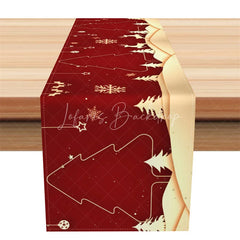 Lofaris Elegant Christmas Table Runner Red and Gold Reindeer Trees Snowflakes Holiday Decor