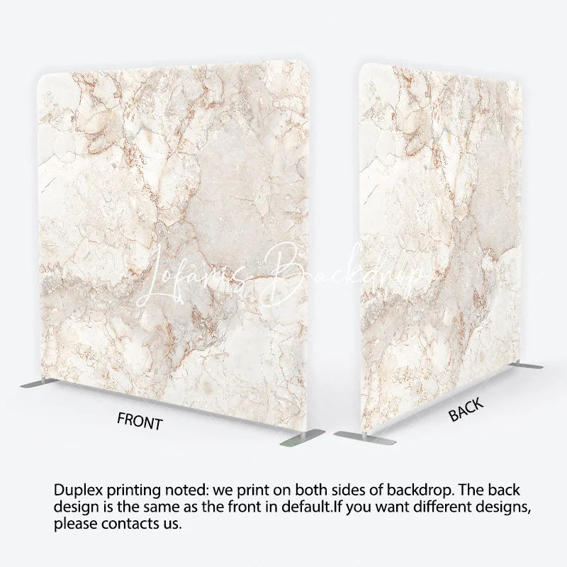 Lofaris Elegant Cream and Brown Marble Texture Square Double-Sided Backdrop Natural Stone Veins Photography Background