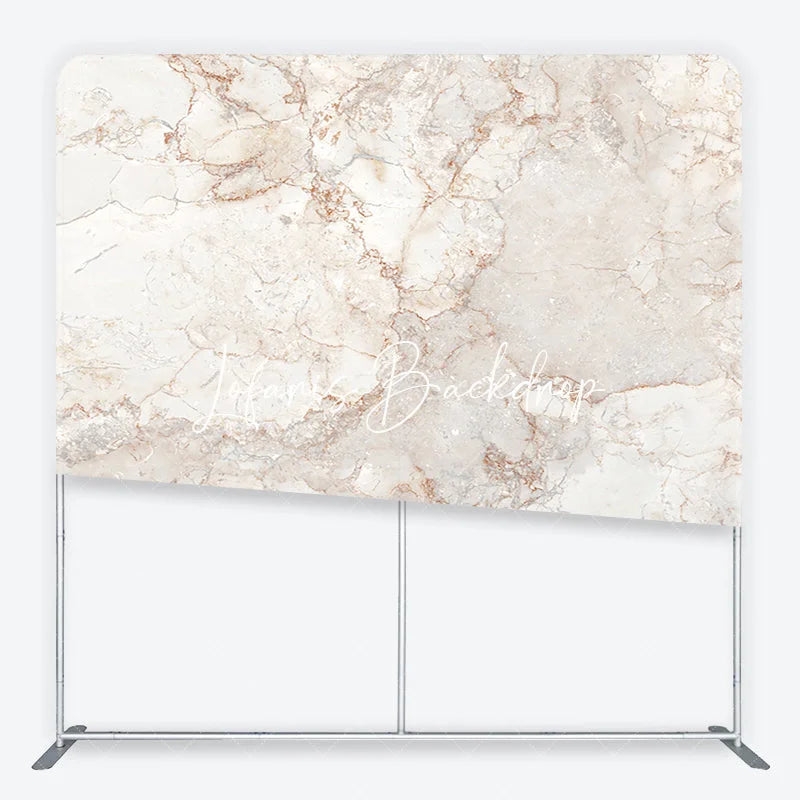 Lofaris Elegant Cream and Brown Marble Texture Square Double-Sided Backdrop Natural Stone Veins Photography Background