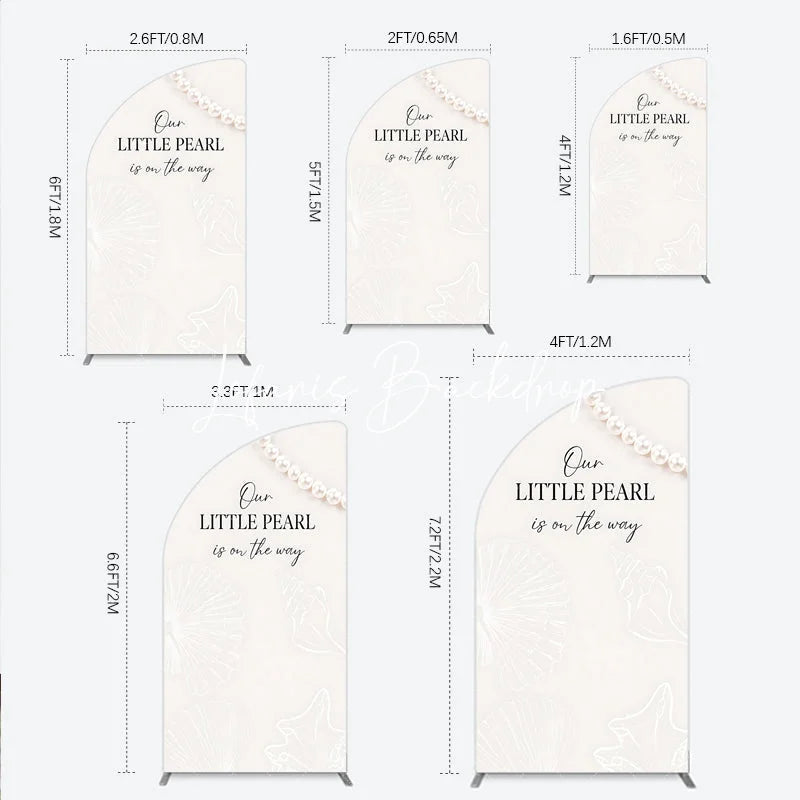 Lofaris Elegant Cream Little Pearl Baby Shower Half Moon Arch Backdrop Nautical Seashell and Design