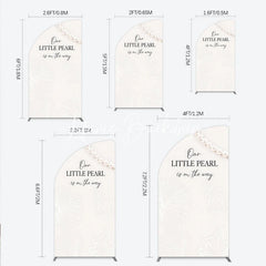 Lofaris Elegant Cream Little Pearl Baby Shower Half Moon Arch Backdrop Nautical Seashell and Design