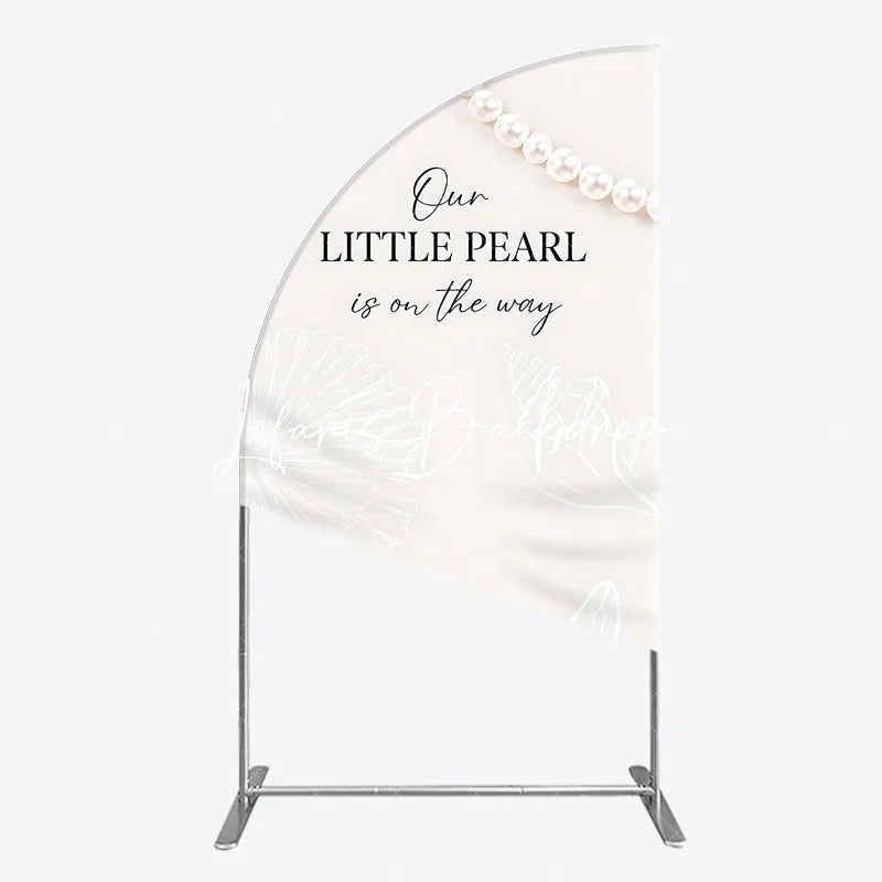 Lofaris Elegant Cream Little Pearl Baby Shower Half Moon Arch Backdrop Nautical Seashell and Design
