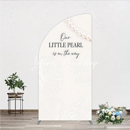 Lofaris Elegant Cream Little Pearl Baby Shower Half Moon Arch Backdrop Nautical Seashell and Design