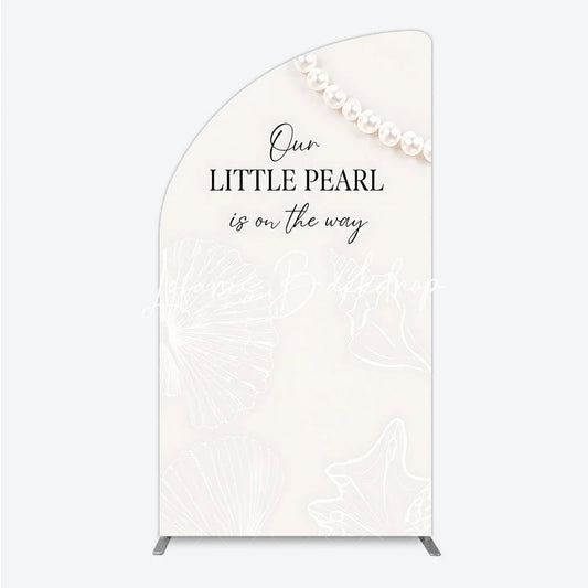 Lofaris Elegant Cream Little Pearl Baby Shower Half Moon Arch Backdrop Nautical Seashell and Design