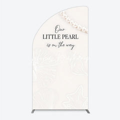 Lofaris Elegant Cream Little Pearl Baby Shower Half Moon Arch Backdrop Nautical Seashell and Design
