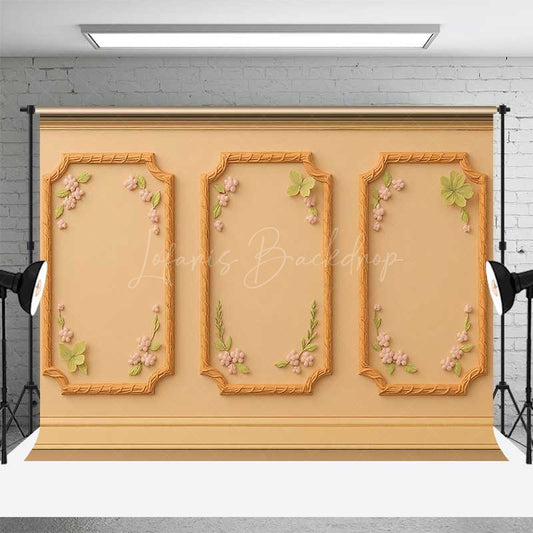 Lofaris Elegant Cream Wall Photography Backdrop with Floral Molding Vintage Botanical Panel Studio Photo Prop Decor