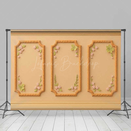 Lofaris Elegant Cream Wall Photography Backdrop with Floral Molding Vintage Botanical Panel Studio Photo Prop Decor