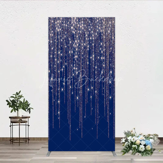 Lofaris Elegant Dark Blue and Rose Gold Glitter Sparkling Cascading Rectangle Arch Backdrop Party Celebration Decor