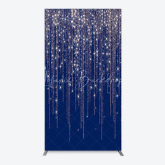 Lofaris Elegant Dark Blue and Rose Gold Glitter Sparkling Cascading Rectangle Arch Backdrop Party Celebration Decor