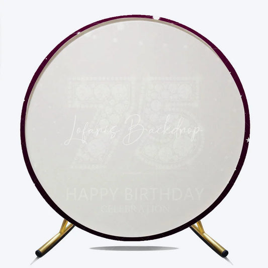 Lofaris Elegant Diamond 75th Birthday Round Backdrop Sparkling Purple Happy Celebration Decor