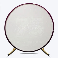 Lofaris Elegant Diamond 75th Birthday Round Backdrop Sparkling Purple Happy Celebration Decor