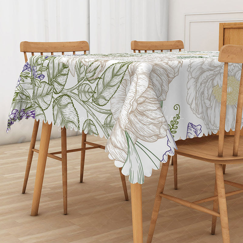 Lofaris Elegant Fine Art Rectangle Tablecloth with Spring Flowers for Sophisticated Dining and Wedding Decor
