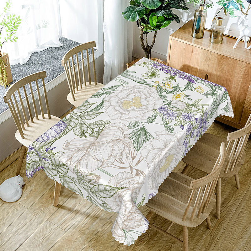 Lofaris Elegant Fine Art Rectangle Tablecloth with Spring Flowers for Sophisticated Dining and Wedding Decor