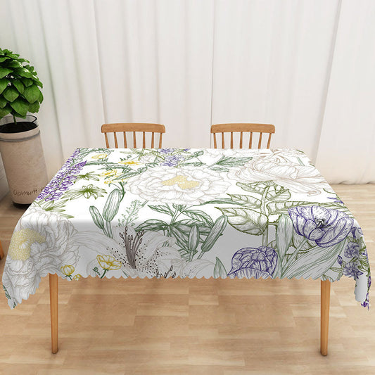 Lofaris Elegant Fine Art Rectangle Tablecloth with Spring Flowers for Sophisticated Dining and Wedding Decor
