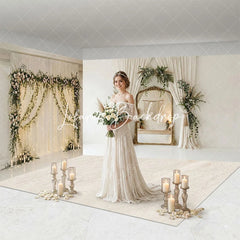 Lofaris Elegant Floral Arch and Gold Mirror Room Set Backdrop Bohemian Wedding Party Photography Decor