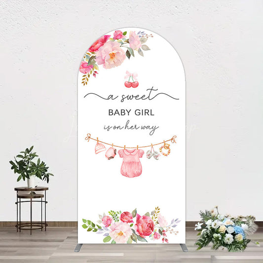 Lofaris Elegant Floral Baby Shower Arch Backdrop For Girls