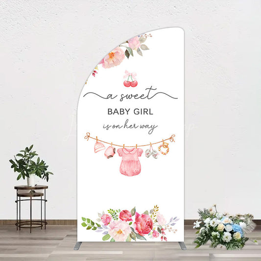 Lofaris Elegant Floral Baby Shower Half Moon Arch Backdrop For Girls