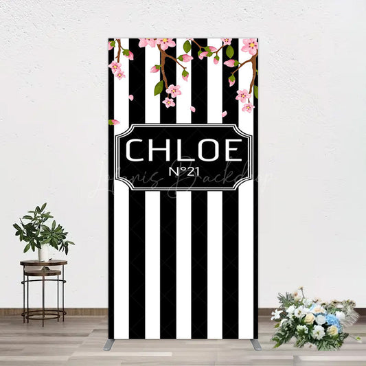 Lofaris Elegant Floral Black White Stripe Rectangle Backdrop