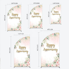 Lofaris Elegant Floral Happy Anniversary Half Moon Arch Backdrop Romantic Pink Rose Party Decor