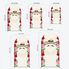 Lofaris Elegant Floral Horse Racing Derby Day Round Top Arch Backdrop with Watercolor Roses and a Stylish Hat