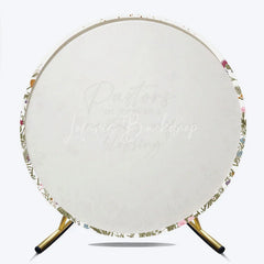 Lofaris Elegant Floral Pastors are Special Blessing Round Backdrop with Wildflowers Butterflies Golden Glitter Decor