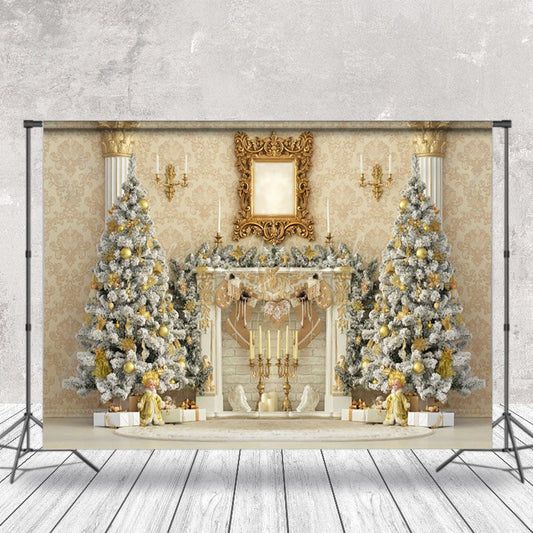 Lofaris Elegant Floral Print Wall Xmas Fireplace Backdrop