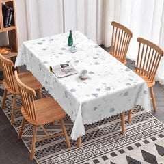 Lofaris Elegant Floral Rectangle Tablecloth Grey Rose Silhouette on White Modern Minimalist Farmhouse Dining Decor