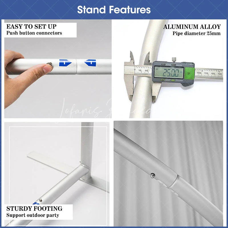 Lofaris Elegant Floral Wedding Arch 3 Piece Frame Set Chiara Backdrop Stand Ceremony Party Decor Kit