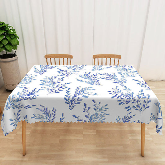 Lofaris Elegant Fresh Rectangle Tablecloth with Hyacinthine Blue Leaves for Serene and Botanical Dining Decor