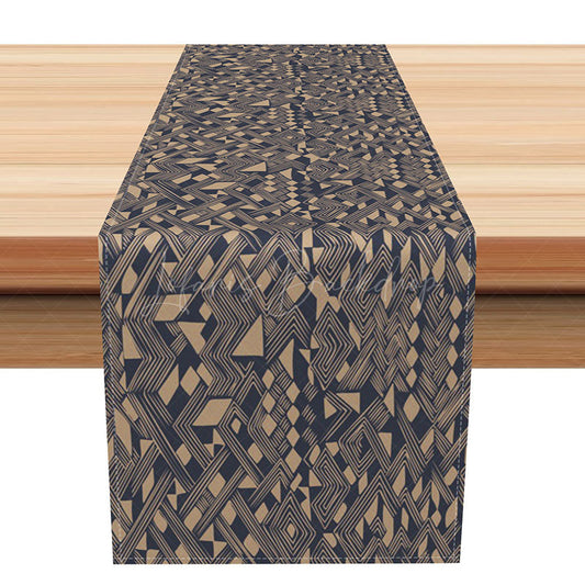 Lofaris Elegant Geometric Shapes Table Runner Repetitive Modern Abstract Pattern Minimalist Black and White Kitchen