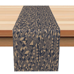 Lofaris Elegant Geometric Shapes Table Runner Repetitive Modern Abstract Pattern Minimalist Black and White Kitchen