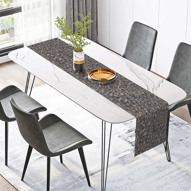 Lofaris Elegant Geometric Shapes Table Runner Repetitive Modern Abstract Pattern Minimalist Black and White Kitchen