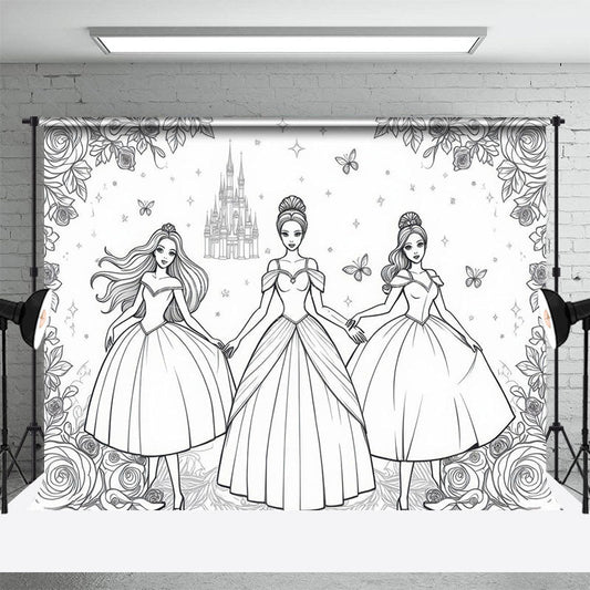 Lofaris Elegant Girls In Gorgeous Dresses Castle Backdrop