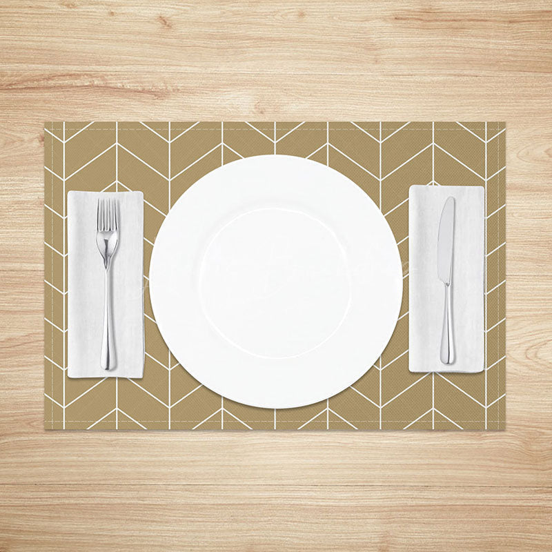 Lofaris Elegant Gold and White Abstract Lines Set of 4 Placemats Modern Art Deco for Wedding Holiday Dining