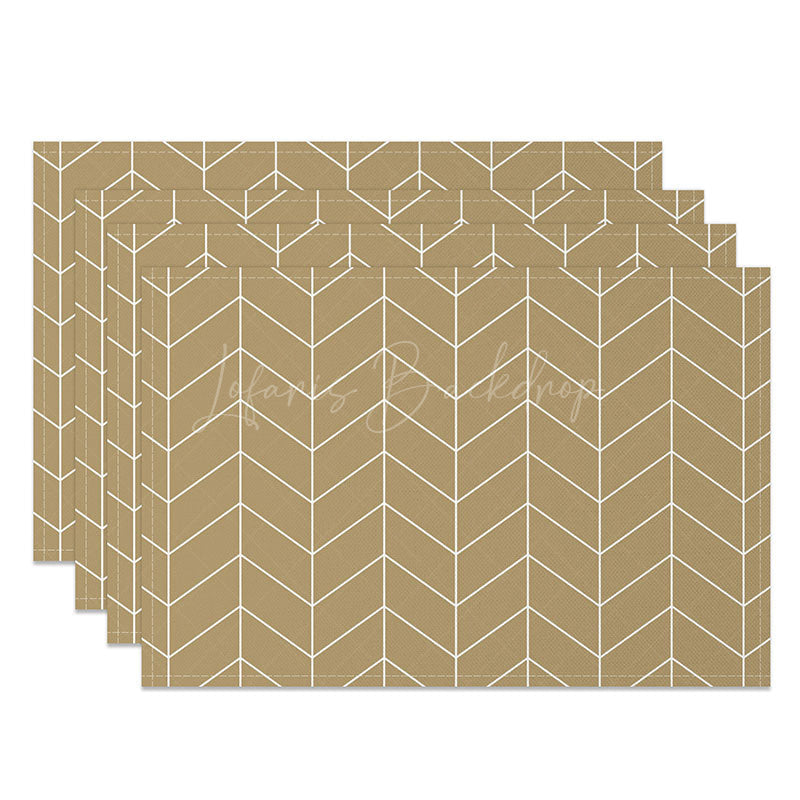 Lofaris Elegant Gold and White Abstract Lines Set of 4 Placemats Modern Art Deco for Wedding Holiday Dining