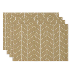 Lofaris Elegant Gold and White Abstract Lines Set of 4 Placemats Modern Art Deco for Wedding Holiday Dining