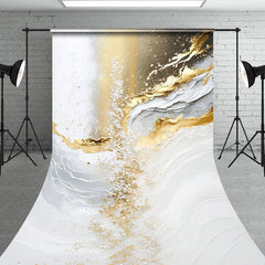 Lofaris Elegant Gold and White Abstract Sweep Backdrop Luxury Party Decor for Celebrations