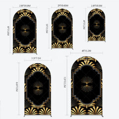 Lofaris Elegant Gold Art Deco Fan Arch Backdrop Luxury Black and Gatsby Style Party Cover